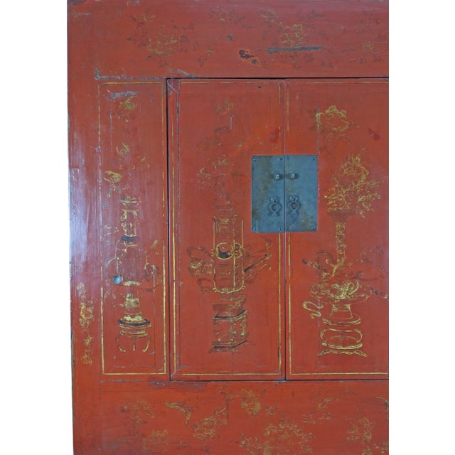 Red Antique Chinese Wedding Cabinet – 77 Inches Tall For Sale In Greensboro - Image 6 of 13