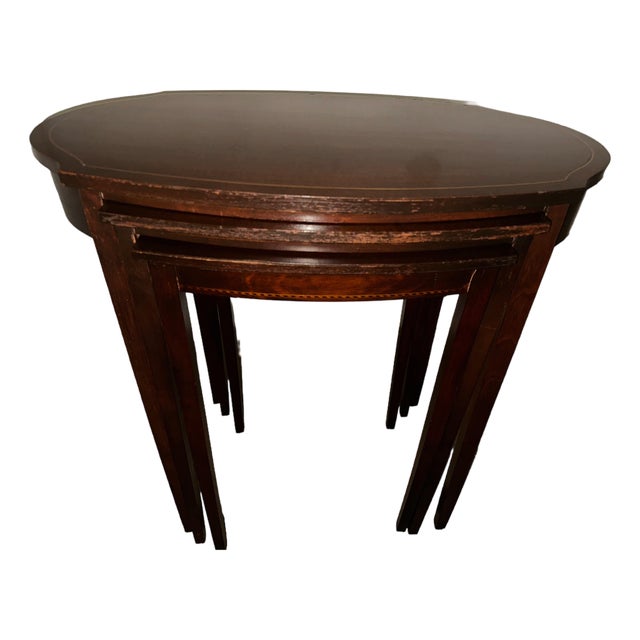 Early 20th Century Mahogany Nest of Three Tables by Mersman Furniture For Sale