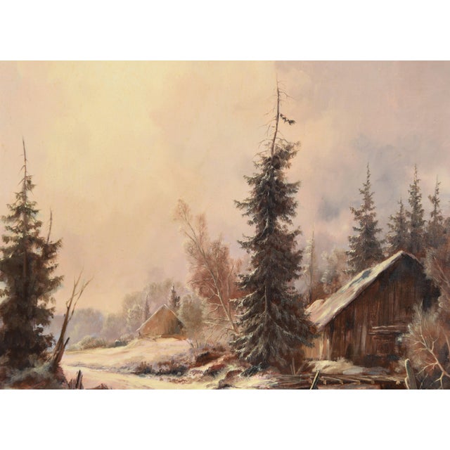 1980s Hermann Dieste, Winter Forest Landscape, 1980s, Oil, Framed For Sale - Image 5 of 12