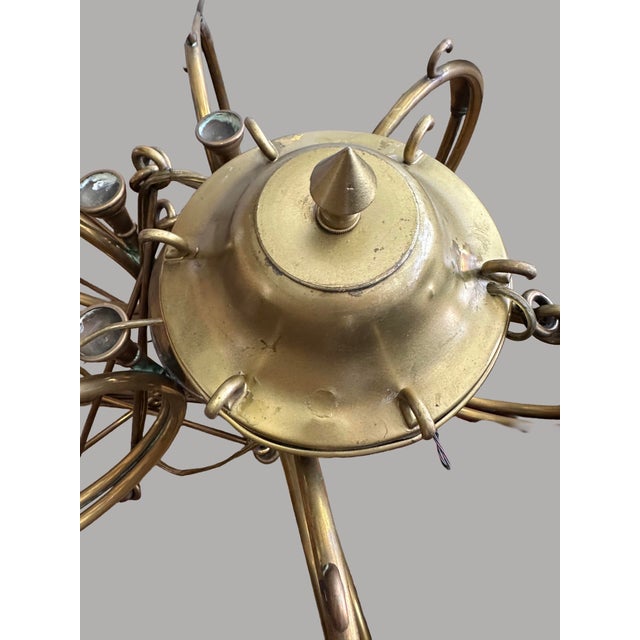 Brass Phoenix Day French Horn Custom Solid Brass Chandelier For Sale - Image 8 of 11