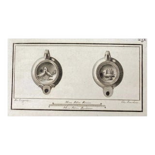 18th Century Roman Oil Lamp Engraving For Sale