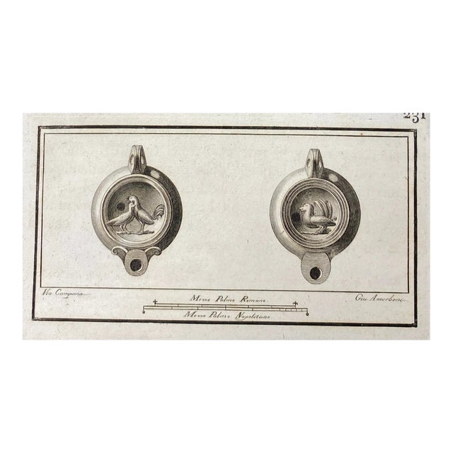 18th Century Roman Oil Lamp Engraving For Sale