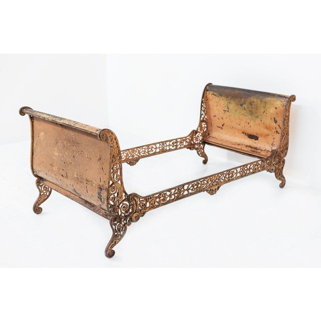 Antique Industrial Single Bed in Wrought Iron, 1890s For Sale - Image 13 of 14
