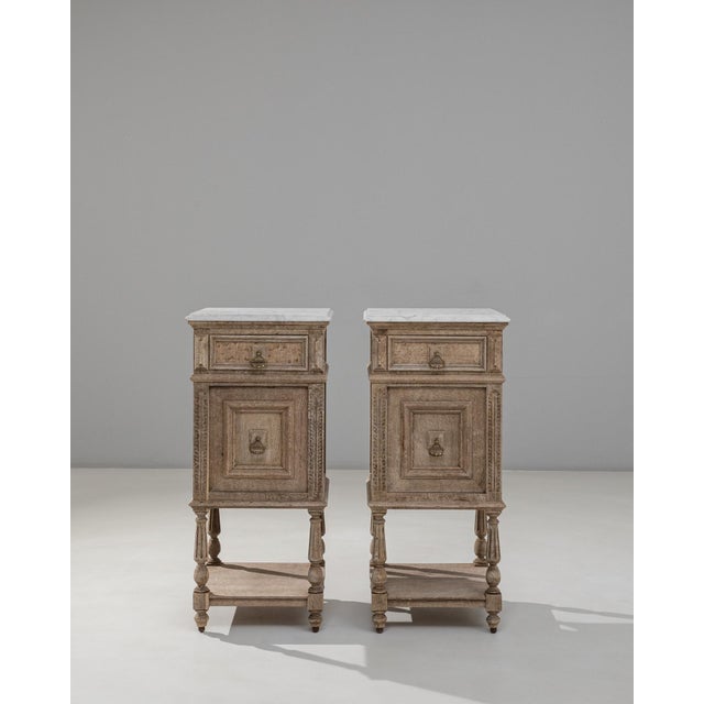 French 1890s French Louis XVI Bedside Tables With Marble Tops - A Pair For Sale - Image 3 of 18