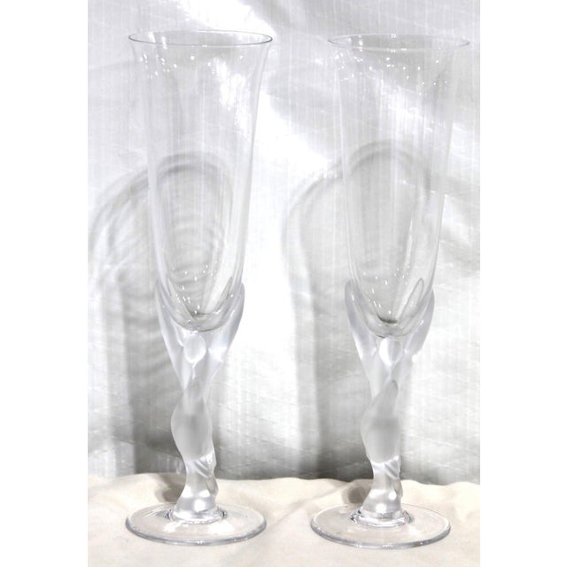 Absolutely stunning pair of Faberge champagne flutes manufactured between 1989 and 2007 by Carl Faberge of the Russian...