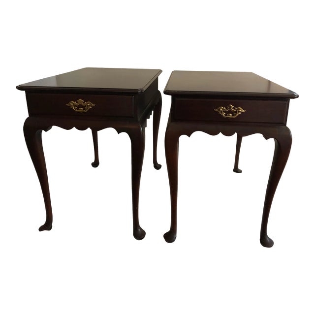 1980s Statton Trutype Americana Cherry End Tables - Set of 2 For Sale