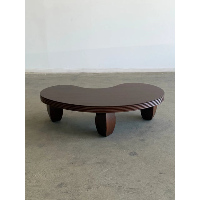 Ribbed Kidney Coffee Table in Walnut For Sale - Image 11 of 12