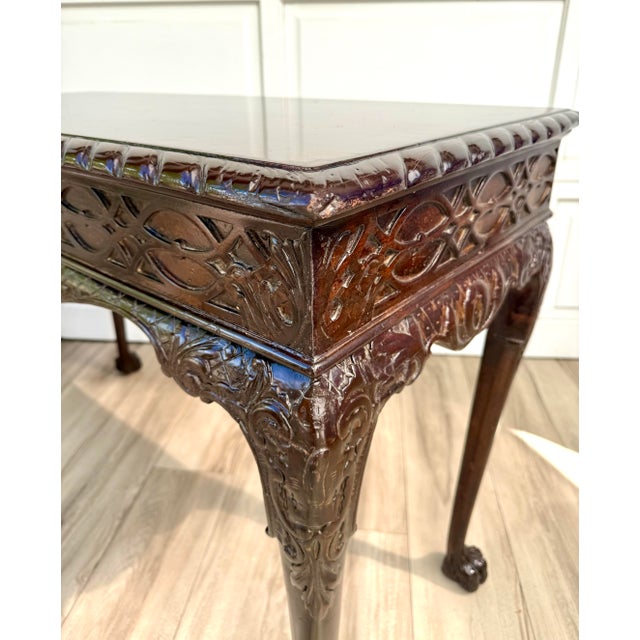 Brown Early 20th Century George II Chippendale Revival Carved Console Table For Sale - Image 8 of 17