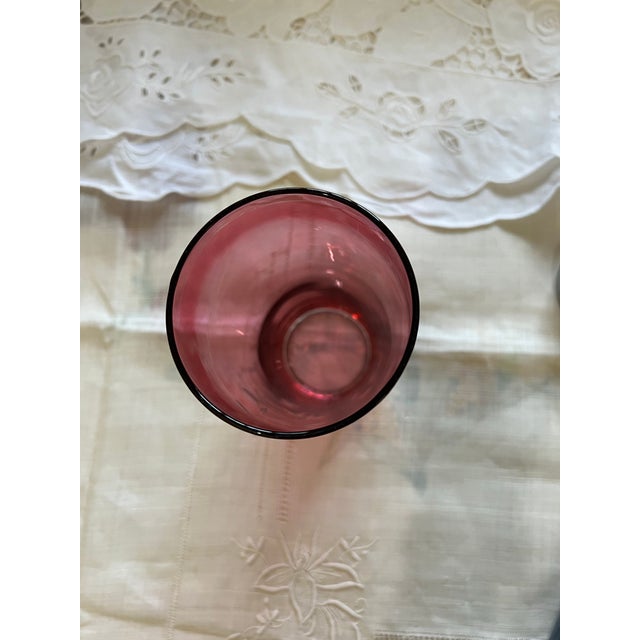 Cranberry Glass Cocktail Shaker With Etched Pattern Chairish