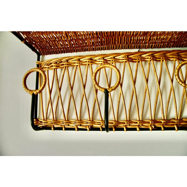 Wicker and Wrought Iron Coat Rack attributed to Jacques Adnet, 1960 For Sale - Image 4 of 10