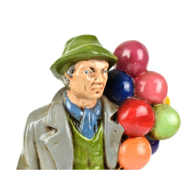 Sculpture Materials Vintage Old Man and Woman Balloon and Flower Sellers Figurines - 2 Pieces For Sale - Image 7 of 13
