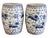 This is a pair of beautiful blue and white porcelain garden stool with a vibrant design of Dancing Foo Dogs and Treasures....