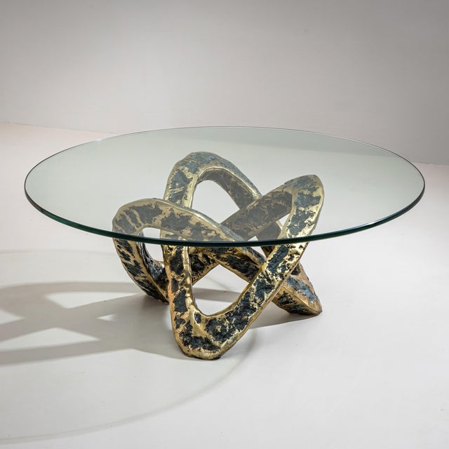 Glass Coffee Table with Bronze Base, Late 20th Century For Sale - Image 7 of 10