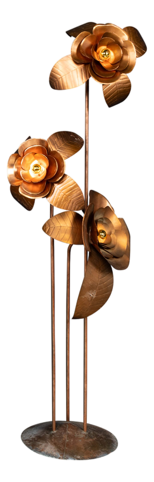 Vintage 20th Century Italian Brass Floral Floor Lamp, 1970s