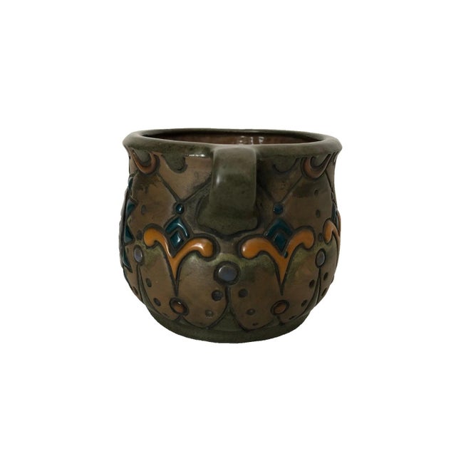 Art Nouveau Amphora Turn Teplitz Austria Art Nouveau Pottery 3.23" Cachepot Ca: 1900-1919 For Sale - Image 3 of 10