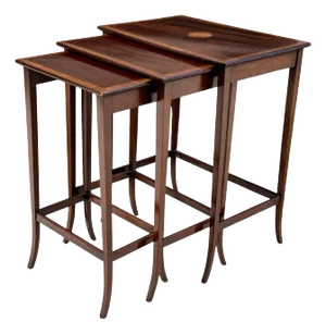 Stark Classical Georgian Style Set of Three Satinwood Banded Nesting Tables - Set of 3