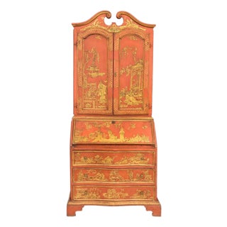 19th Century English George III Style Chinoiserie Lacquered Secretary For Sale
