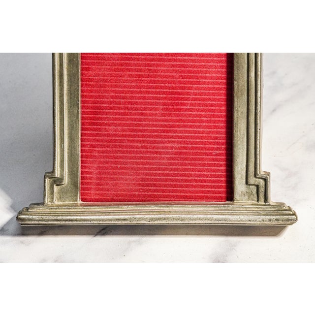 Neoclassical Vintage Taitù Italy Pewter Photo Picture Frame Neoclassical Architectural Pediment Easel Back Luxury Home Decor For Sale - Image 3 of 16