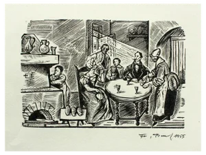 Franciszek Bunsch & Jules De La Madeleine, The Lord of the Sand Castle, Woodcut on Paper, 1955