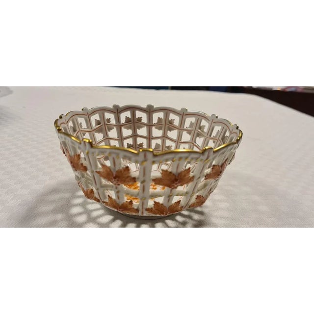 Herend Hungary porcelain potpourri basket. Refined and rare basket made in fine porcelain and hand painted with enamels...