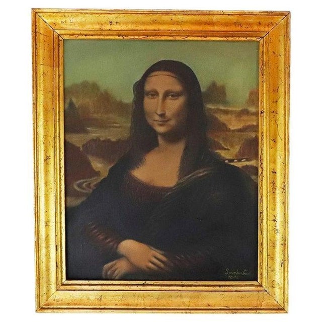 Antique Monalisa Handmade Replica Painting For Sale - Image 6 of 6