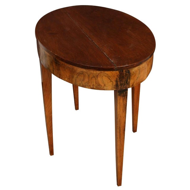 Biedermeier An Oval Mahogany Table With Tapered Legs For Sale - Image 3 of 4