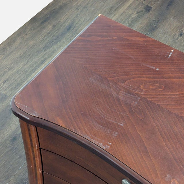 Wood Vintage 8-Drawer Curved Front Wooden Dresser With Elegant Handles For Sale - Image 7 of 17
