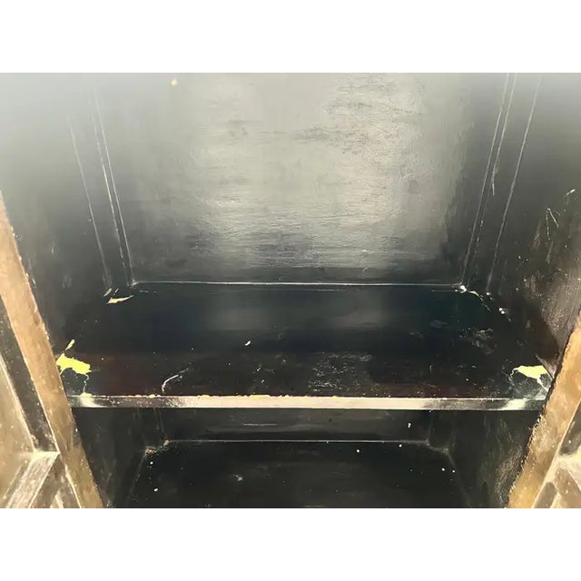 Vintage Asian Black Lacquered Cabinet or Chest With Hand-Painted Floral Motif For Sale In New York - Image 6 of 14