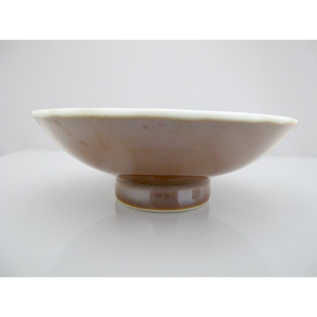 Late 19th Century Small Chinese Cafe Au Lait Brown & Blue Porcelain Fish Tazza Dish Saucer Set For Sale - Image 5 of 7