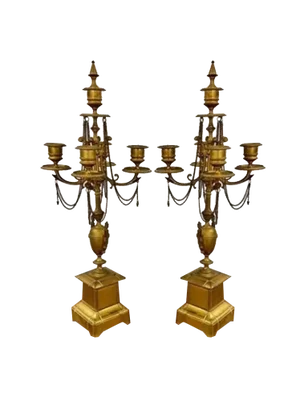 Large Antique Victorian Candelabras in Gilded Brass, 1860, Set of 2