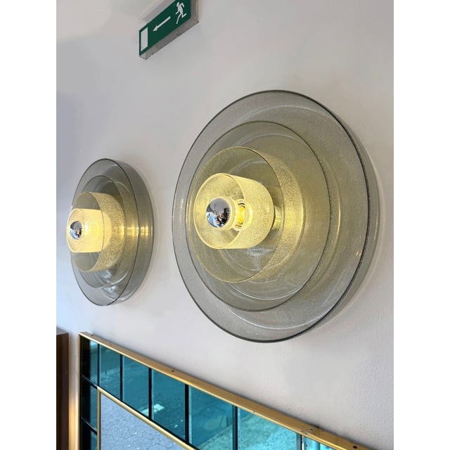 Gray 1970s Sconces Murano Glass by Carlo Nason for Mazzega, Italy - Pair For Sale - Image 8 of 12