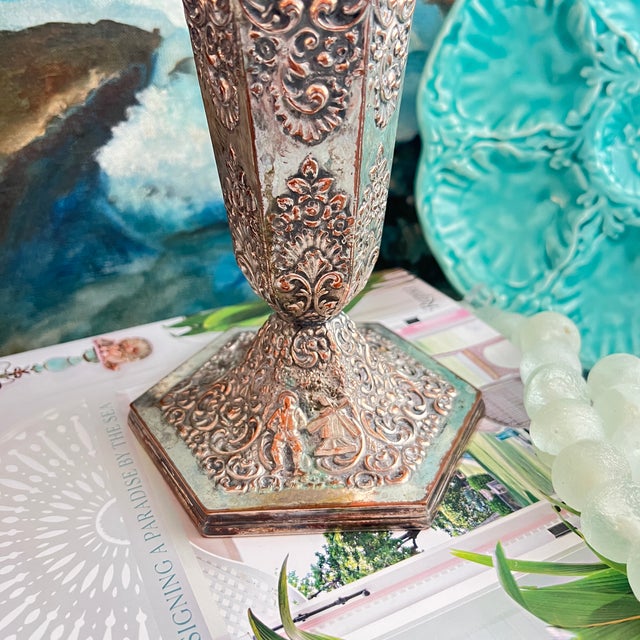 Hollywood Regency Vintage Repousse Silverplate Flute Vase by Barbour Silver Co. For Sale - Image 3 of 12