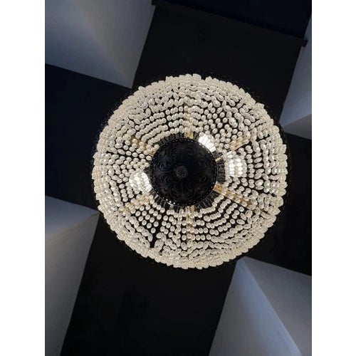Beaux-Arts Antique Beaux Arts Bronze Crystal Basket Four Light Chandelier Rewired For Sale - Image 3 of 10