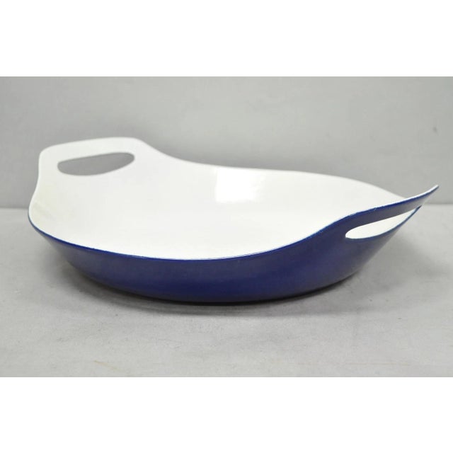 Mid-Century Modern Vintage Michael Lax Copco Denmark Modern Blue Enamel Cast Iron Paella Dish Pan For Sale - Image 3 of 15