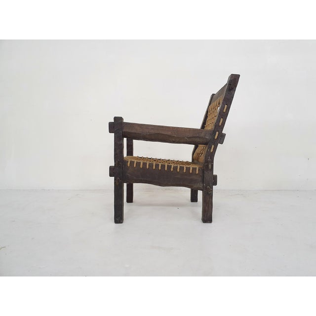 1960s Oak and Rope Lounge Chair, the Netherlands, 1960s For Sale - Image 5 of 12
