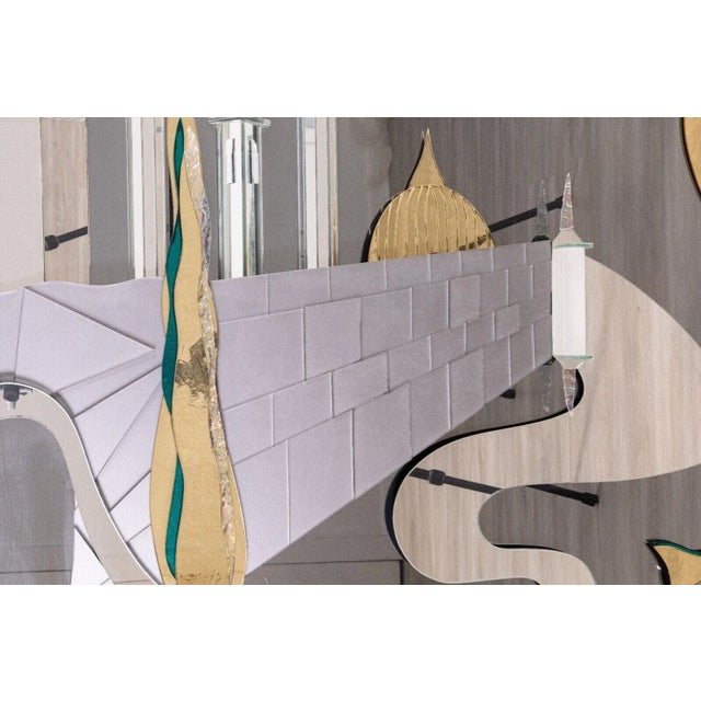 1980s Harvard Reflections Fantasy Cityscape Contemporary Sculptural Mirror Art For Sale In Detroit - Image 6 of 10