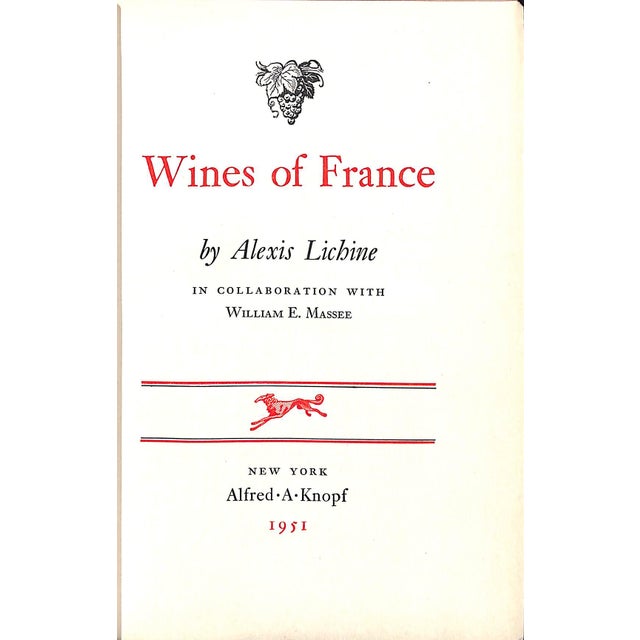 LICHINE, Alexis [326] pp. Alfred A. Knopf 1951 Second Printing 8 5/8" x 6" Jacket design by Warren Chappell *jacket spine...