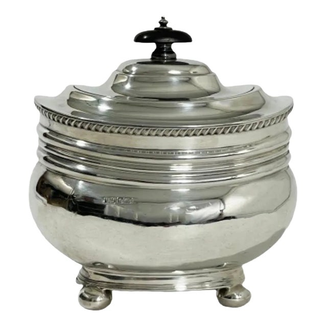 English Sterling Silver Tea Caddy, Sheffield, 1907 For Sale