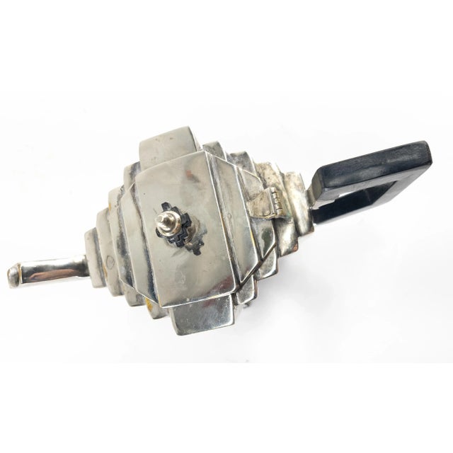 Wood 20th Century Art Deco Silverplate Teapot With Ebony Handle For Sale - Image 7 of 11