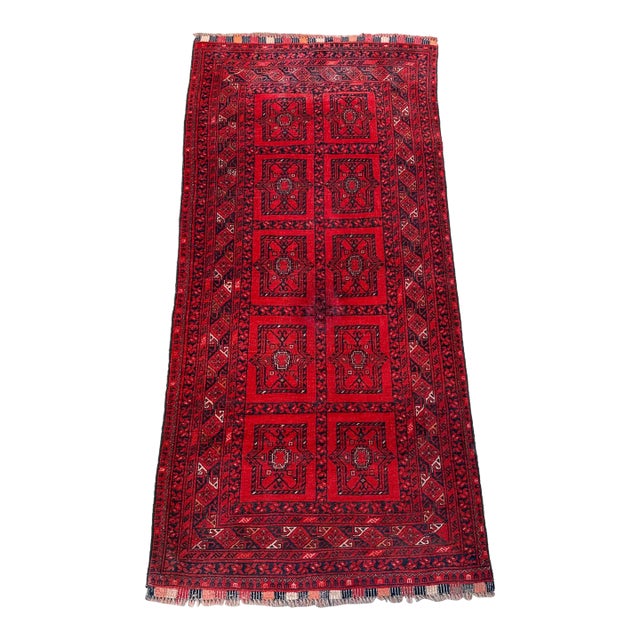 1970s Hand Knotted Vintage Turkomen Ersari Rug For Sale