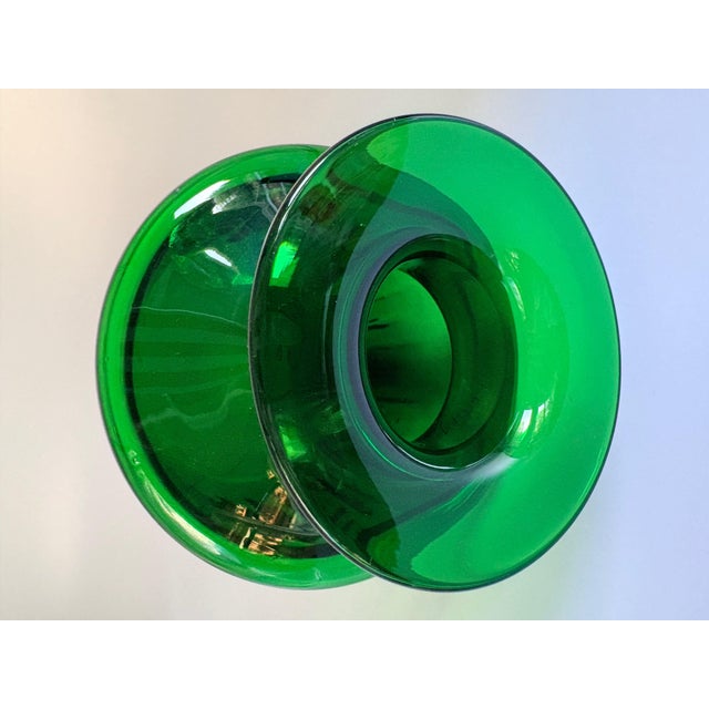Mid-Century Emerald Green Glass Collar Vase attributed to Bertil Vallien for Boda / Åfors, 1960s For Sale - Image 10 of 14
