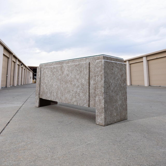 Glass Vintage Postmodern 80s-90s Credenza Cabinet With Glass Top For Sale - Image 7 of 16