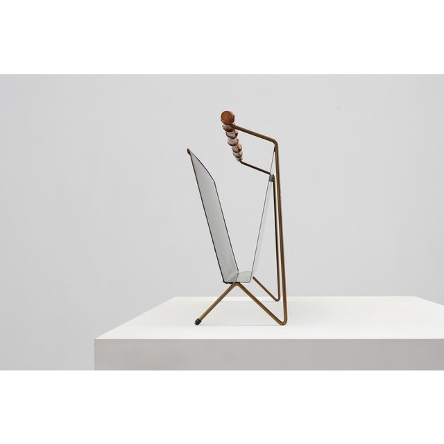 1960s Mid-Century Modern Magazine Holder with Bamboo Handle, Belgium, 1960s For Sale - Image 5 of 11