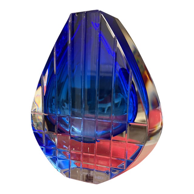 Baccarat Crystal Neptune Cobalt Blue Vase 7.5in by Thomas Bastide New For Sale