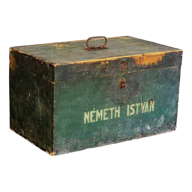 Antique Green Chest, 1910s For Sale