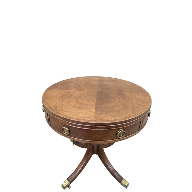 Late 20th Century Vintage Baker Furniture Mahogany Drum Table For Sale - Image 5 of 9