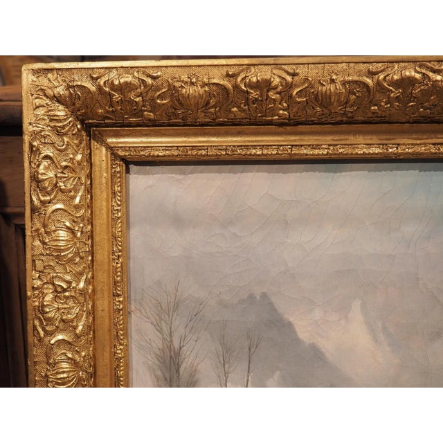 19th Century French Winter Landscape Painting in Original Giltwood Frame For Sale - Image 4 of 13