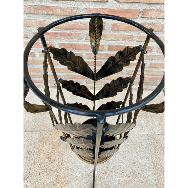 Mid 20th Century Mid Century Umbrella Stand Gilt Iron and Brass For Sale In Miami - Image 6 of 18