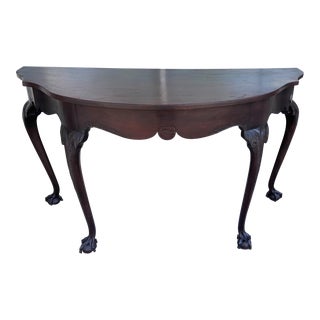 Early 1900s Solid Mahogany Chippendale Style Console Table For Sale