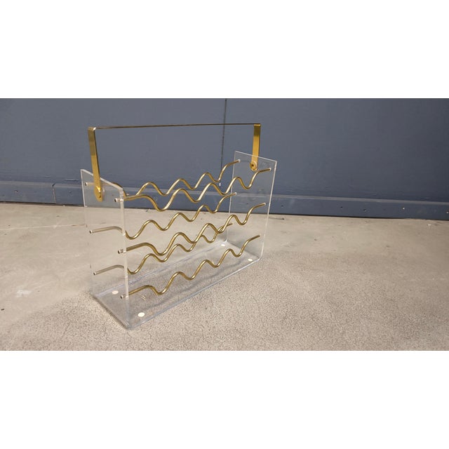 Vintage Acrylic Glass and Brass Magazine Holder, 1970s For Sale - Image 17 of 18